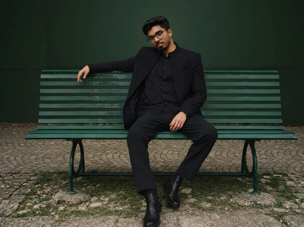Saud Sajahan seated on a bench